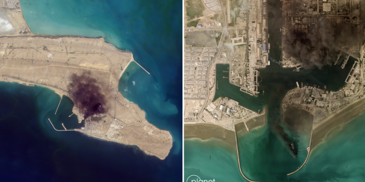 Before-and-after satellite imagery offers a rare look at damage inside Iran